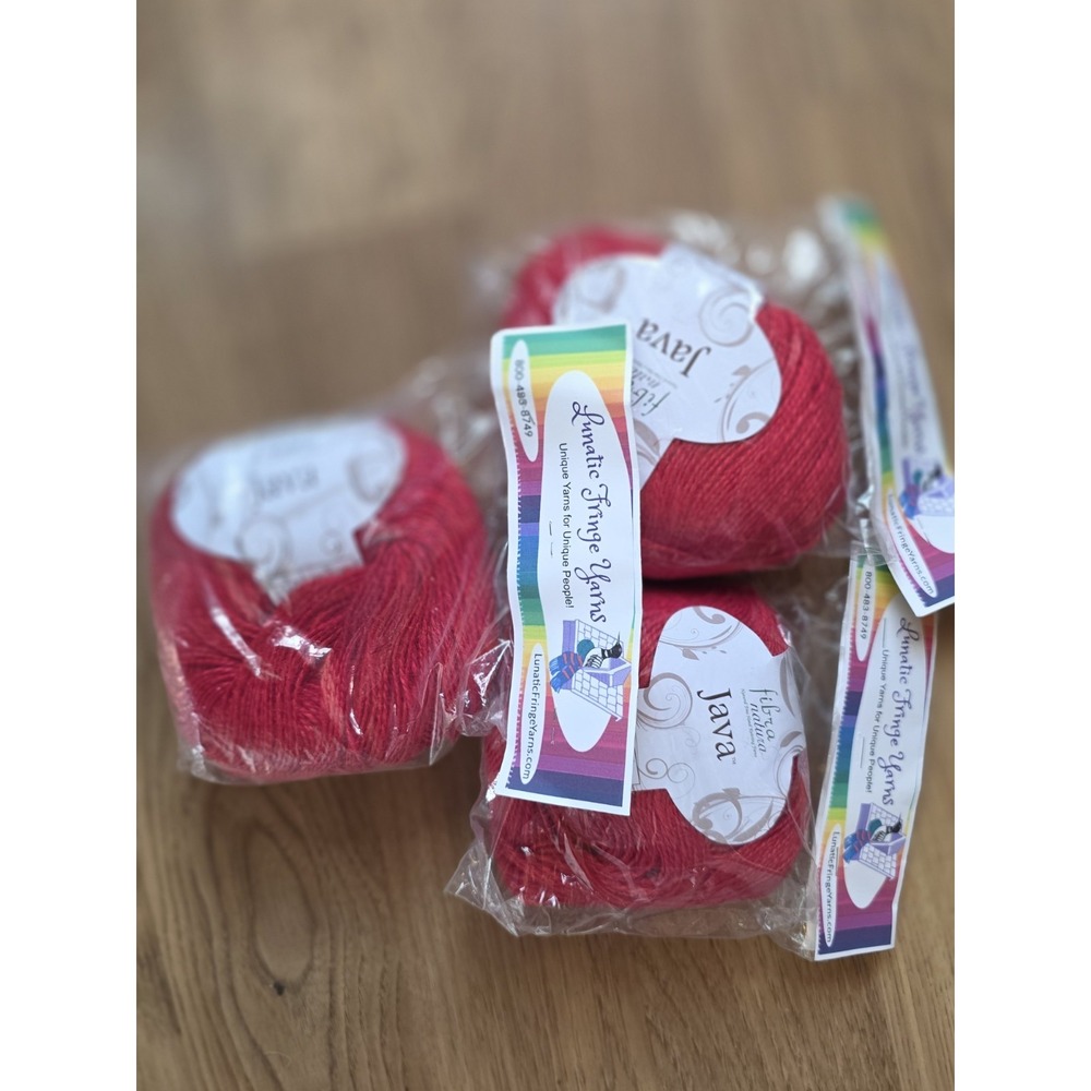 Fibra Natura Java 100% Hemp Yarn Lot Of 3 Color 109 Poppy Red